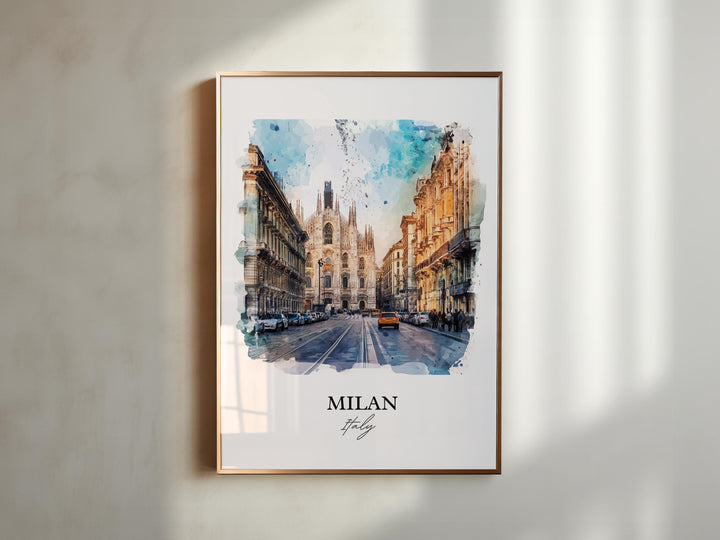 Milan Wall Art, Milan Italia Print, Italy Watercolor Art, Milan Italy Gift, Travel Print, Travel Poster, Housewarming Gift