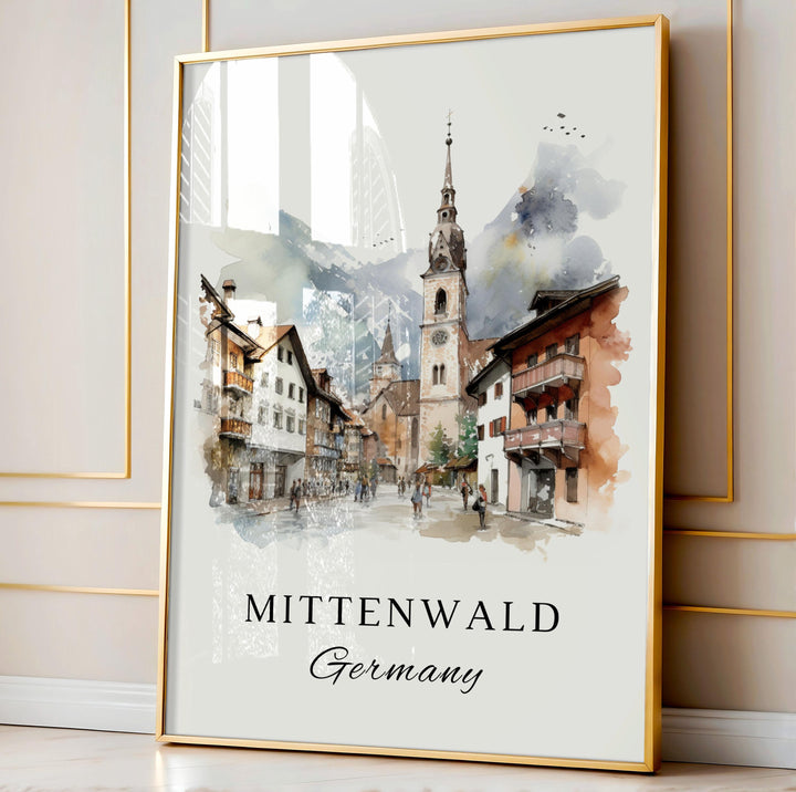 Mittenwald Germany wall art - Germany, Mittenwald poster, Mittenwald Wedding gift, Birthday present, Custom Text, Personalised Gift