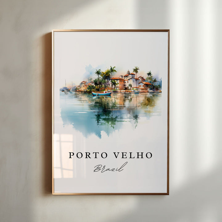 Port Velho wall art - Brazil, Port Velho poster print, Port Velho Wedding gift, Port Velho Brazil present, Custom Text, Perfect Gift