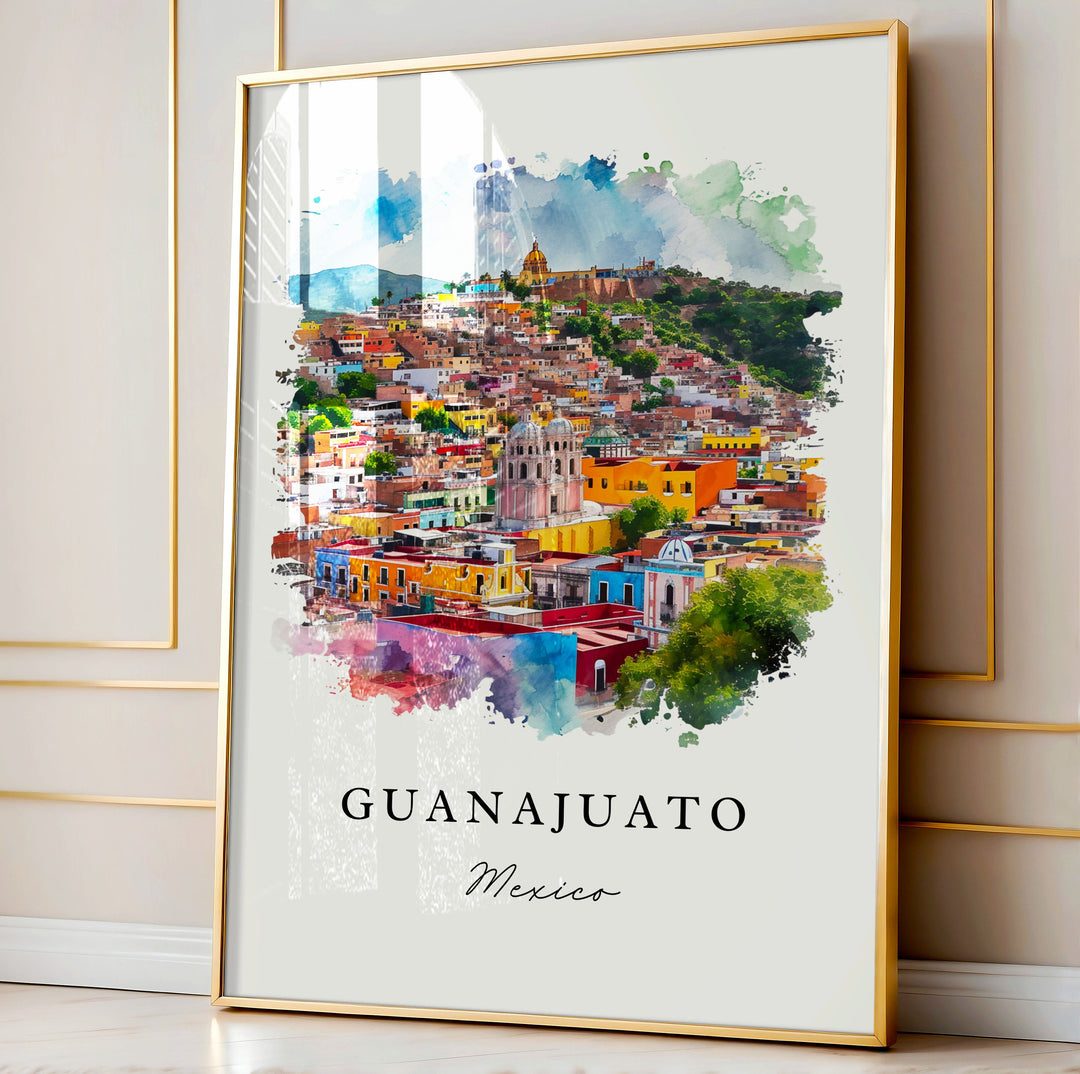 Guanajuato traditional travel art version 2- Mexico, Guanajuato print, Wedding gift, Birthday present, Custom Text, Perfect Gift