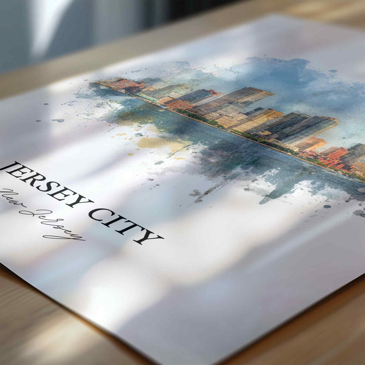 Jersey City NJ Wall Art, Jersey City Print, Jersey City Watercolor Art, Jersey City Gift, Travel Print, Travel Poster, Housewarming Gift