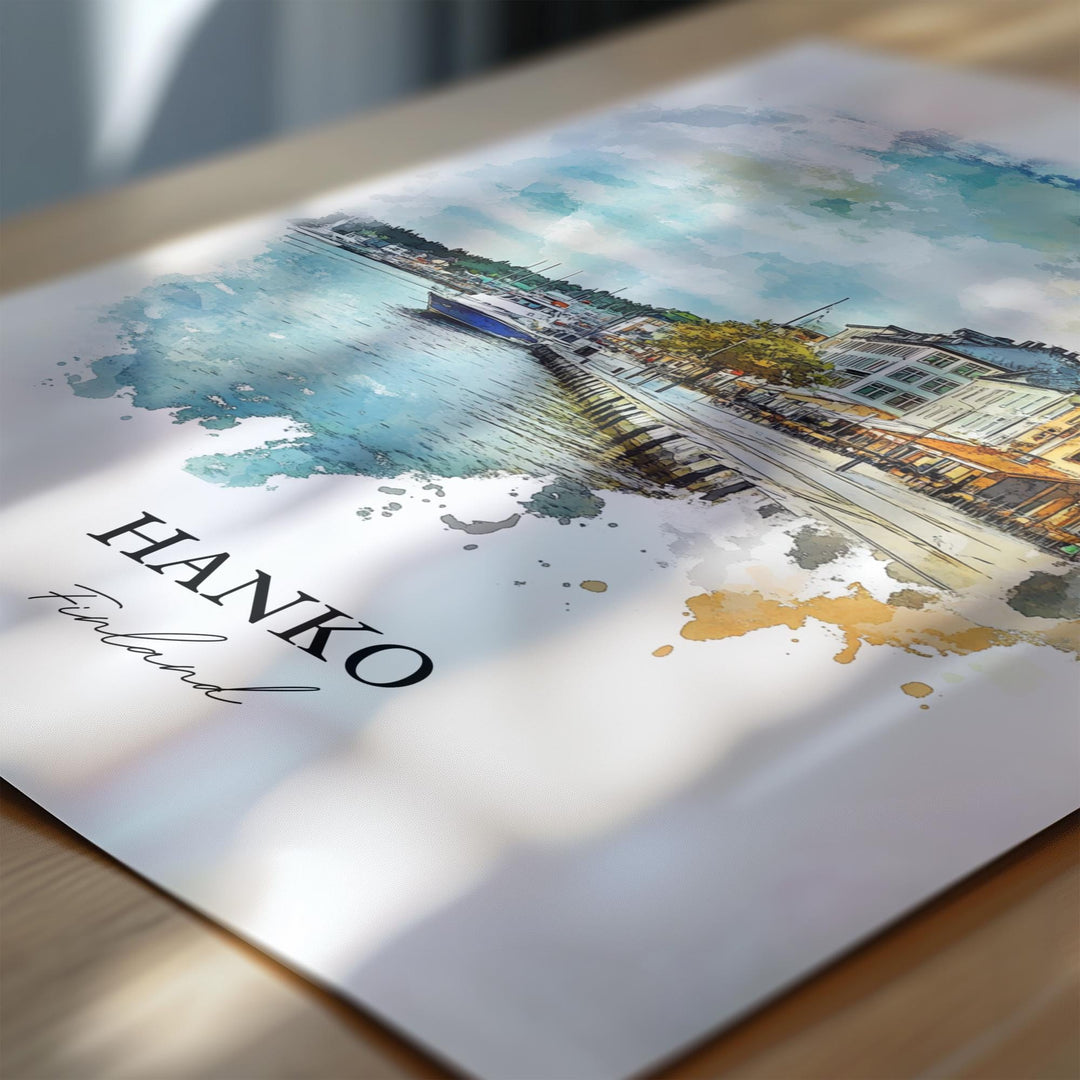 Hanko Finland Wall Art, Uusimaa Region Print, Finland Watercolor Art, Hanko Finland Gift, Travel Print, Travel Poster, Housewarming Gift