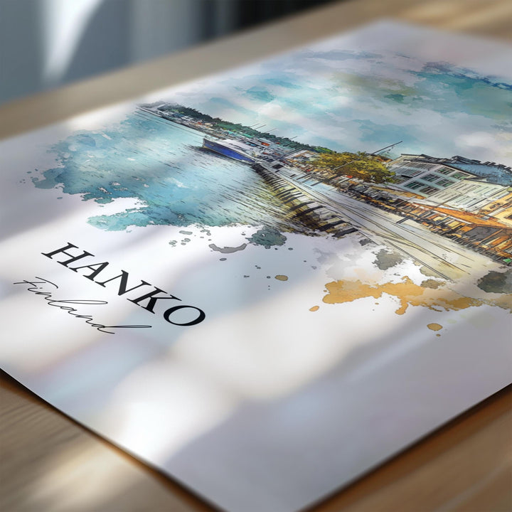 Hanko Finland Wall Art, Uusimaa Region Print, Finland Watercolor Art, Hanko Finland Gift, Travel Print, Travel Poster, Housewarming Gift