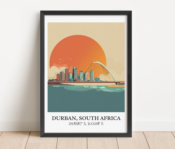 Durban Art, Durban Retro Travel Art, South Africa Home Decor, South Africa Gift, South Africa Travel Art, Travel Prints, Housewarming Gift