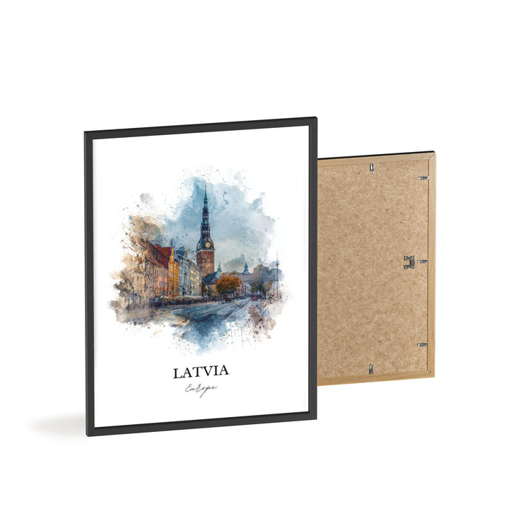 Latvia Wall Art, Latvia Print, Latvia Watercolor Art, Latvia Country Gift, Travel Print, Travel Poster, Housewarming Gift