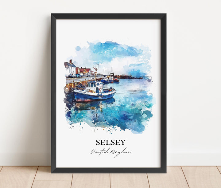 Selsey England Wall Art, Chichester Print, West Sussex UK Watercolor Art, Selsey Gift, Travel Print, Travel Poster, Housewarming Gift