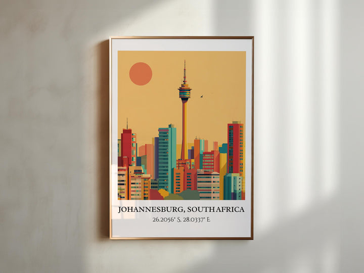 Johannesburg Art, Johannesburg Retro Travel Art, South Africa Decor, Johannesburg Gift, South Africa Art, Travel Prints, Housewarming Gift