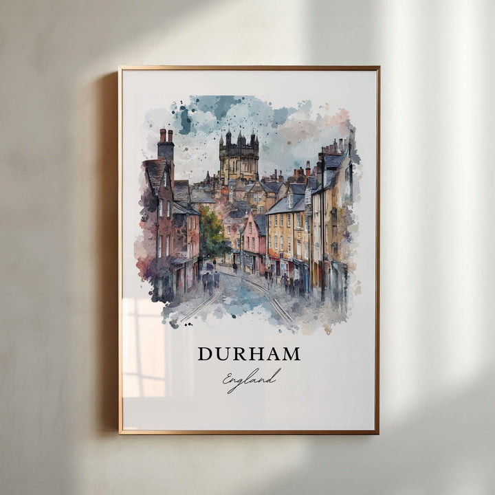Durham England Wall Art, Durham UK Print, Newcastle upon Tyne Watercolor Art, Durham UK Gift, Travel Print, Travel Poster, Housewarming Gift