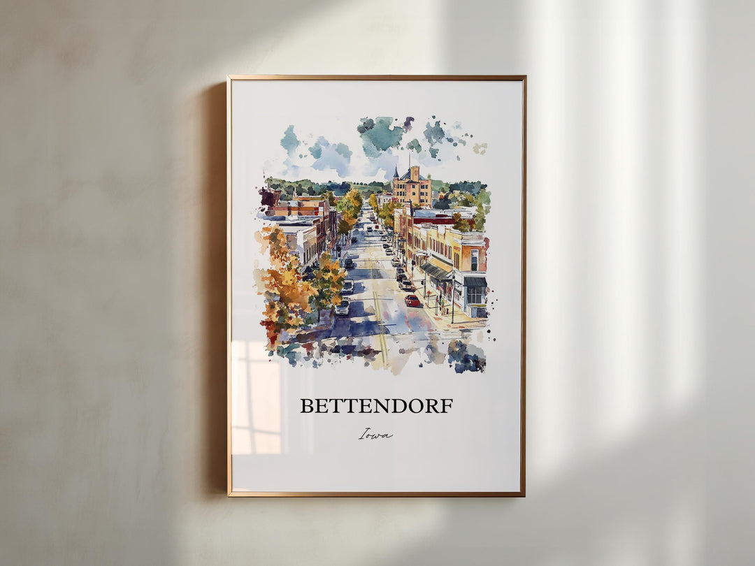 Bettendorf, Iowa, Watercolor Art Print