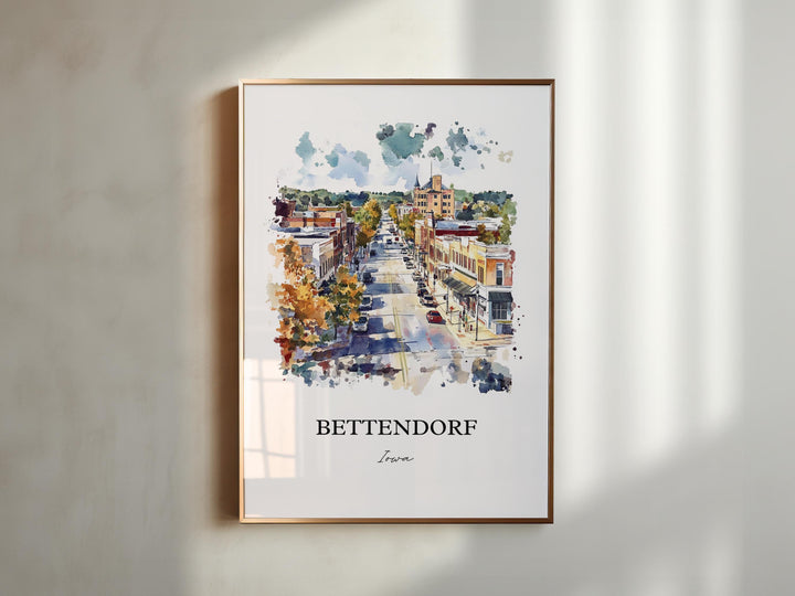 Bettendorf, Iowa, Watercolor Art Print