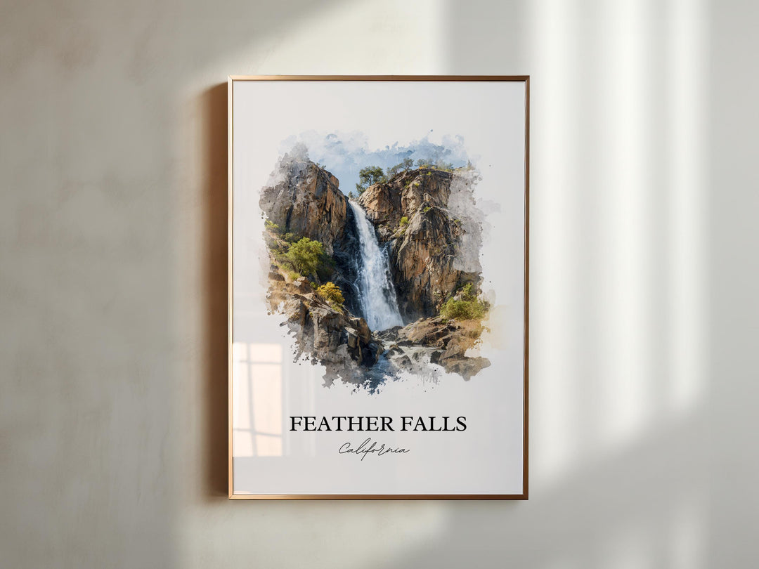 Feather Falls, California, USA – Watercolor Art Print