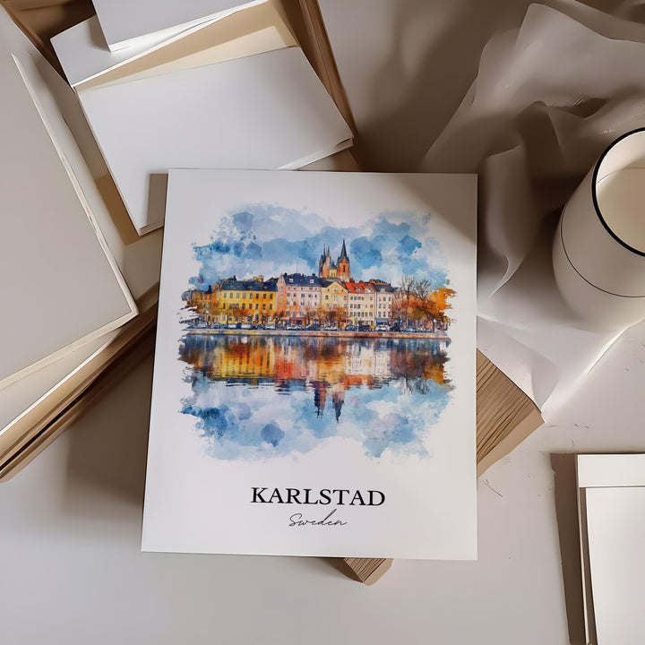 Karlstad Travel Print Wall Art Karlstad Wall Hanging Home Décor Karlstad Gift Art Lovers Sweden Art Lover Gift Karlstad Poster