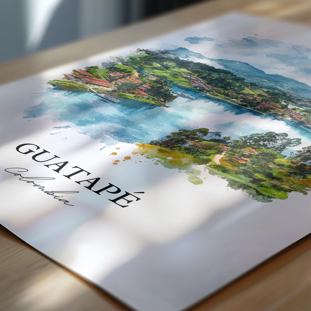 Guatapé Wall Art, Medellín Print, Colombia Watercolor Art, Guatapé Gift, Travel Print, Travel Poster, Housewarming Gift
