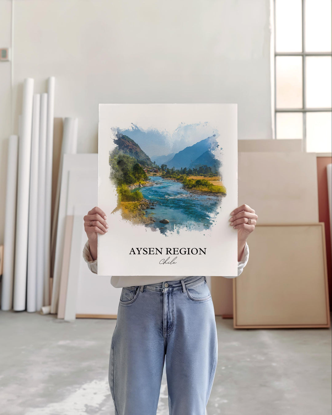 Aysen Region Wall Art, Aysen Region Print, Chile Watercolor Art, Chile Gift, Chile Travel Print, Travel Poster, Housewarming Gift