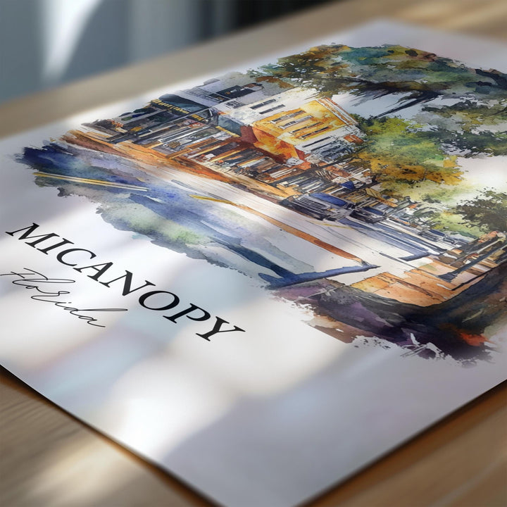 Micanopy FL Wall Art, Micanopy Print, Gainesville FL Watercolor Art, Alachua County FL Gift, Travel Print, Travel Poster, Housewarming Gift