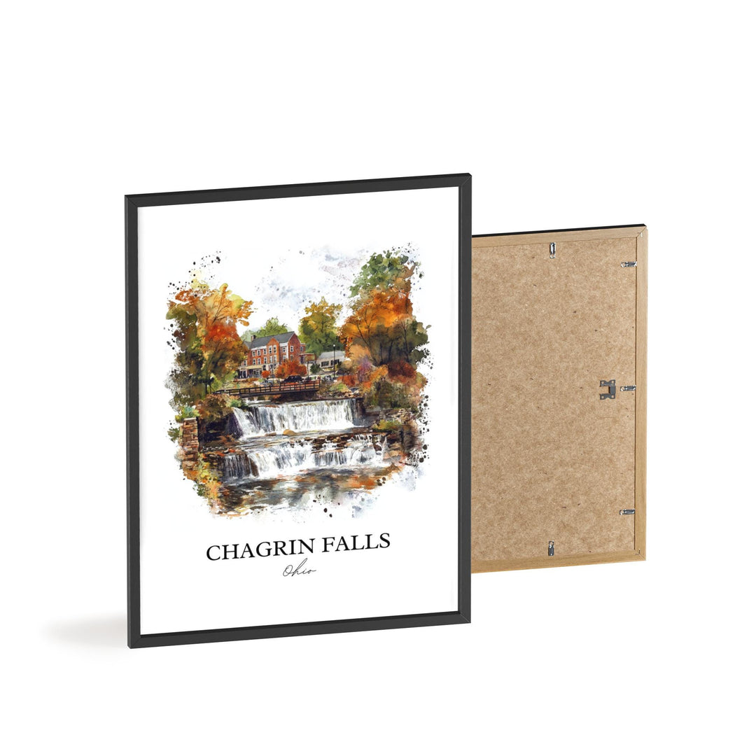 Chagrin Falls OH Wall Art, Cuyahoga County Print, Cleveland Watercolor, Chagrin Falls Gift, Travel Print, Travel Poster, Housewarming Gift