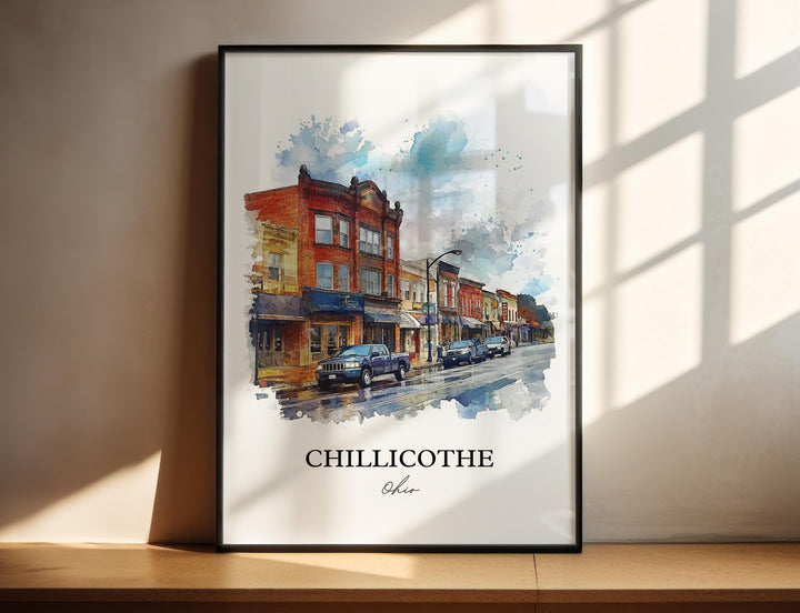 Chillicothe OH Wall Art, Ross County Print, Ohio Watercolor Art, Chillicothe Gift, Travel Print, Travel Poster, Housewarming Gift