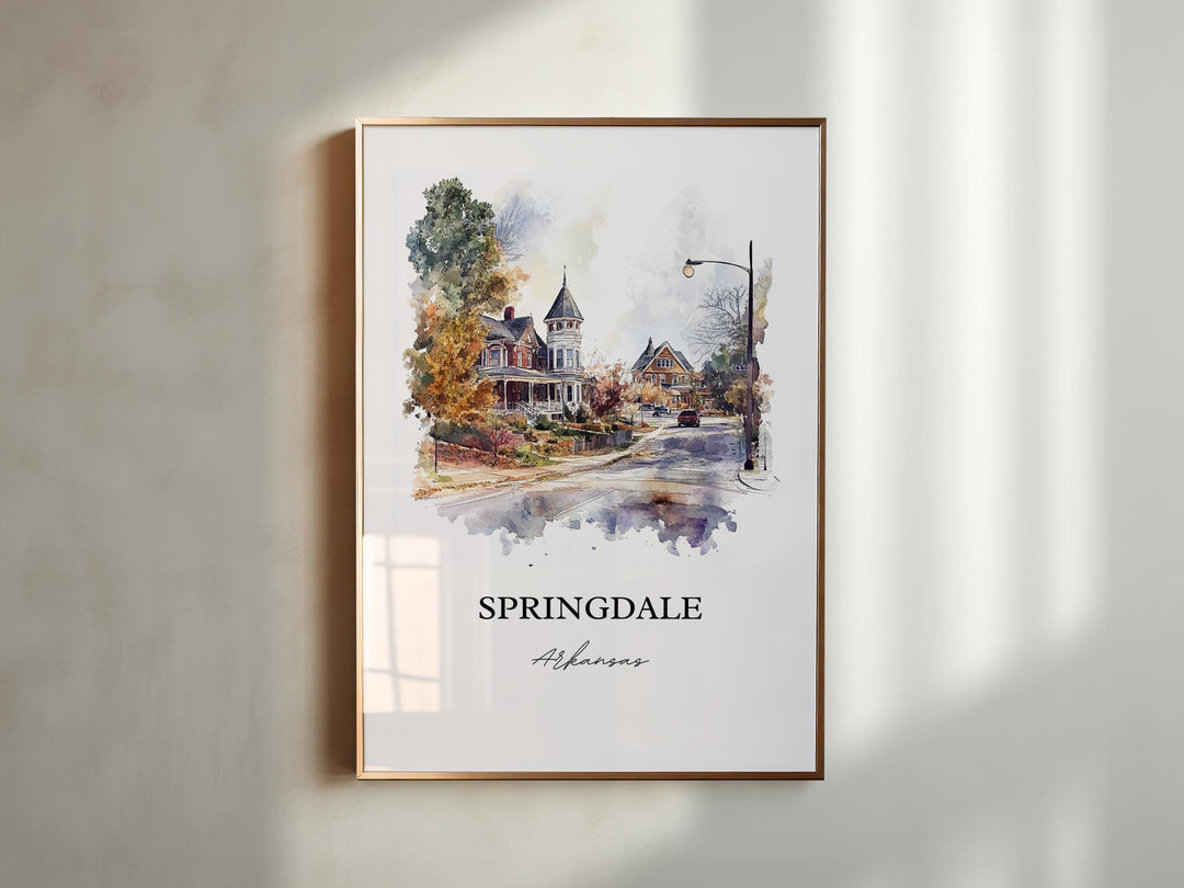 Springdale AR Wall Art - Arkansas Print