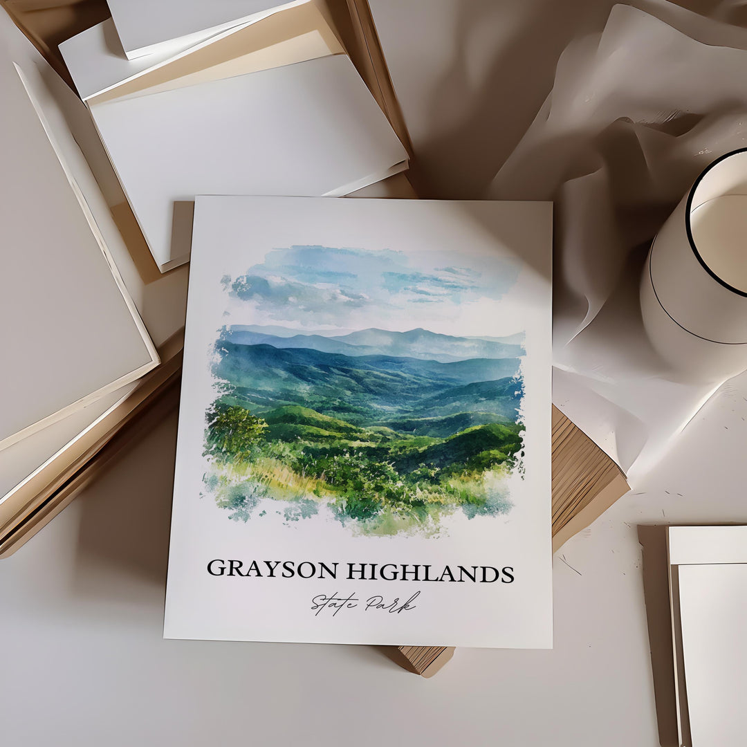 Grayson Highlands Art, Mouth of Wilson Print, Virginia Watercolor, Grayson Highlands VA Gift, Travel Print, Travel Poster, Housewarming Gift
