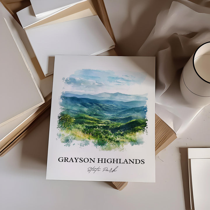 Grayson Highlands Art, Mouth of Wilson Print, Virginia Watercolor, Grayson Highlands VA Gift, Travel Print, Travel Poster, Housewarming Gift
