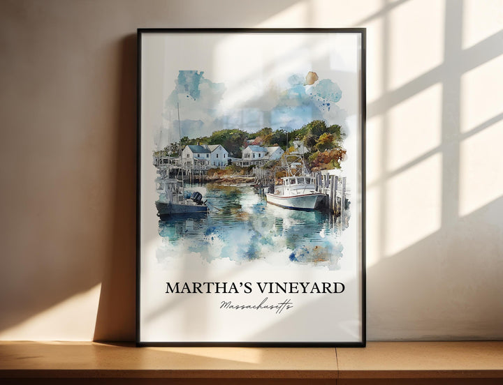 Martha's Vineyard Wall Art, Dukes County Print, Massachusetts Art, Martha's Vineyard Gift, Travel Print, Travel Poster, Housewarming Gift