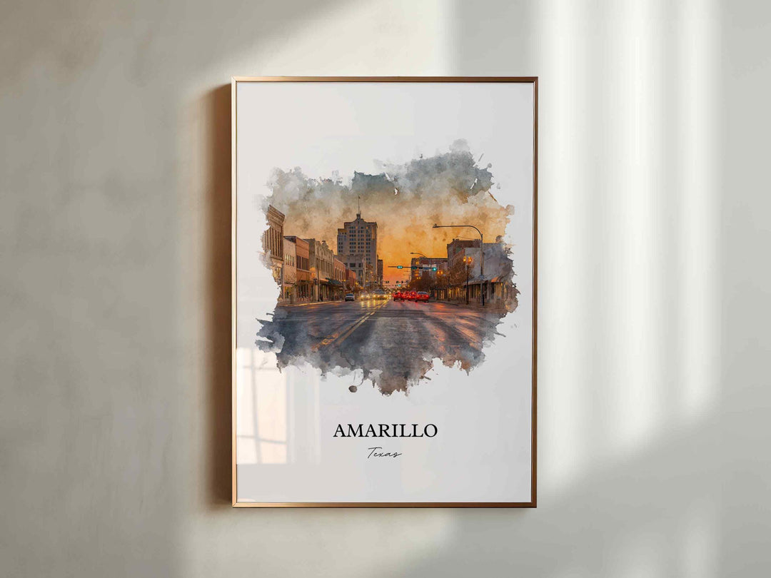 Amarillo, Texas – Watercolor Art Print