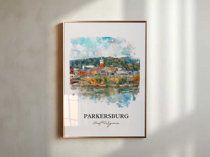 Parkersburg WV Wall Art, Wood County Print, West Virginia Watercolor Art, Parkersburg Gift, Travel Print, Travel Poster, Housewarming Gift