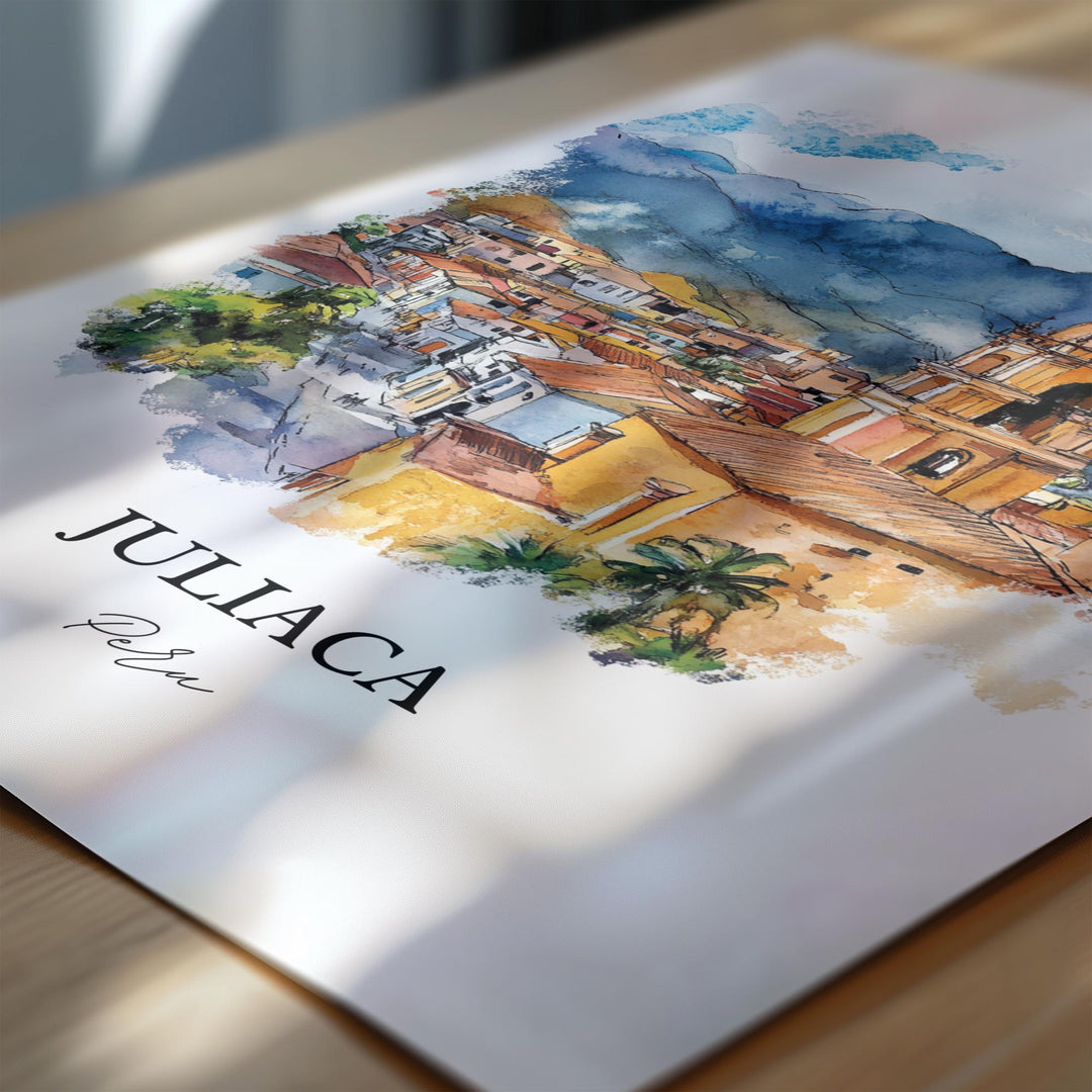 Juliaca Peru Wall Art, Juliaca Print, Peru Watercolor Art, Juliaca Peru Gift, Travel Print, Travel Poster, Housewarming Gift