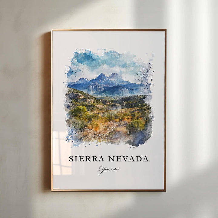 Sierra Nevada Spain Wall Art, Sierra Nevada Print, Granada Watercolor Art, Andalusia Gift,