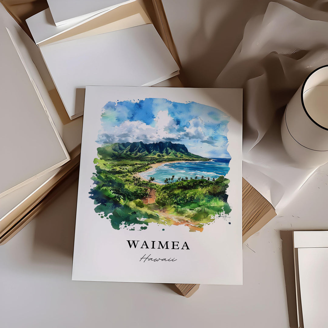 Waimea Hawaii Wall Art, Waimea Print, Waimea Hawaii Watercolor Art, Waimea Gift, Kohala Coast Travel Poster, Housewarming Gift