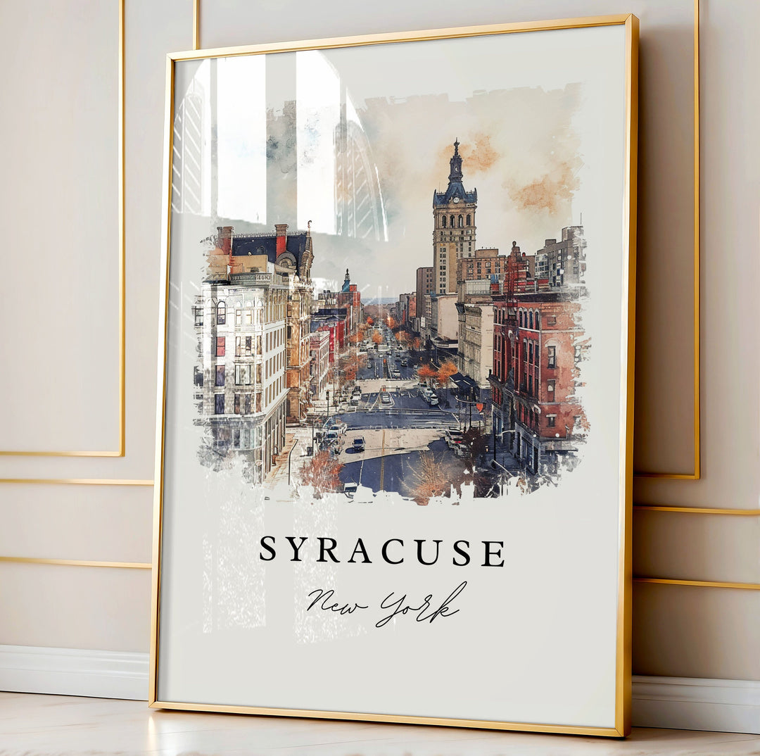 Syracuse traditional travel art - New York, Syracuse print, Wedding gift, Birthday present, Custom Text, Perfect Gift