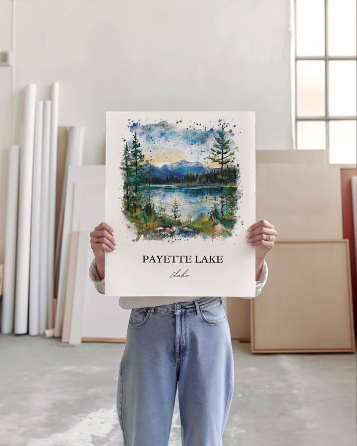 Payette Lake Wall Art, McCall Print, McCall Idaho Watercolor Art, Payette Lake ID Gift, Travel Print, Travel Poster, Housewarming Gift