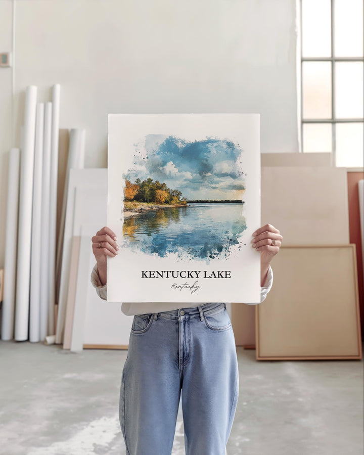 Kentucky Lake Wall Art, Grand Rivers KY Print, Kentucky Watercolor Art, Kentucky Lake Gift, Travel Print, Travel Poster, Housewarming Gift