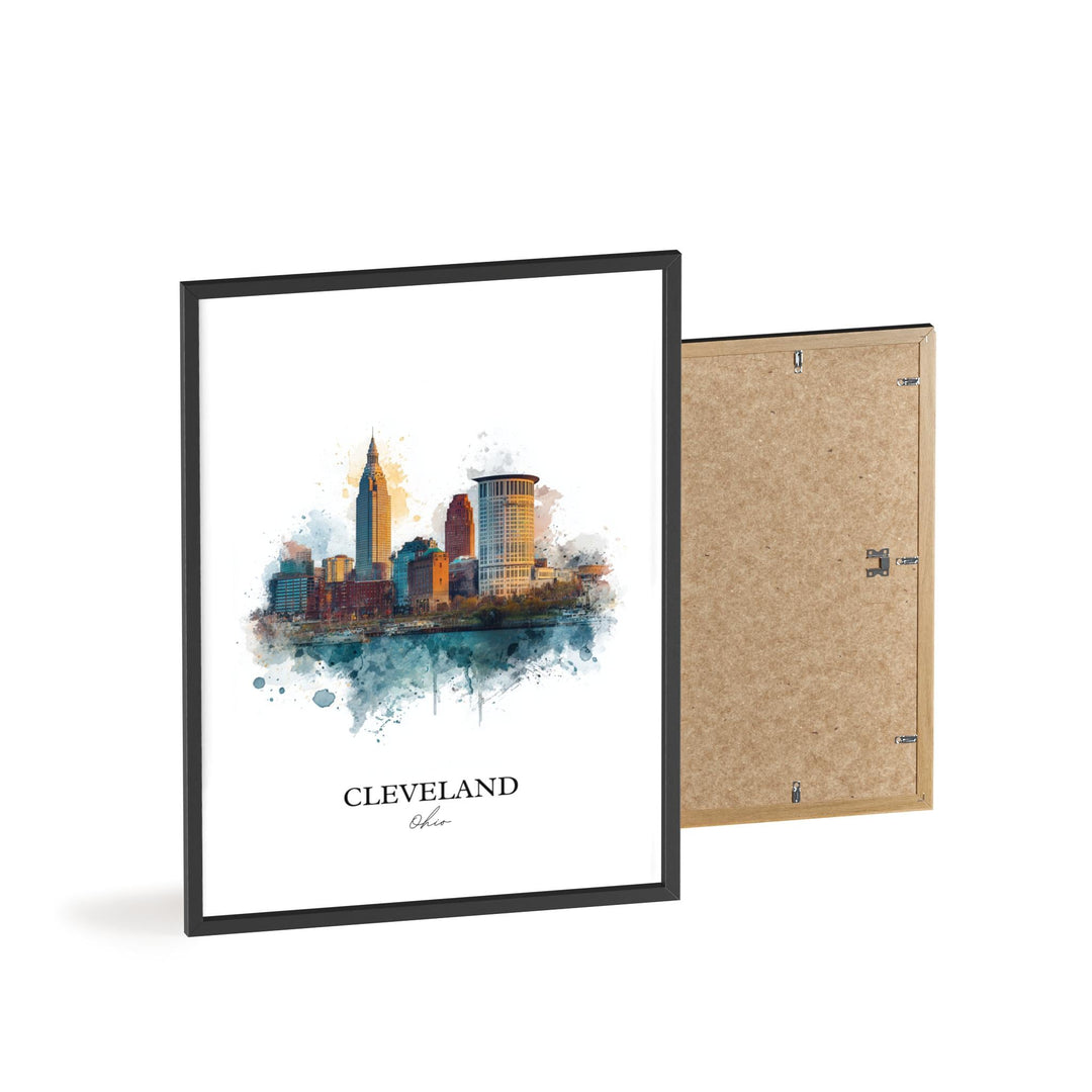 Cleveland, Ohio Art, Cleveland Print, Cleveland OH Watercolor Art, Cleveland Skyline Gift, Travel Print, Travel Poster, Housewarming Gift