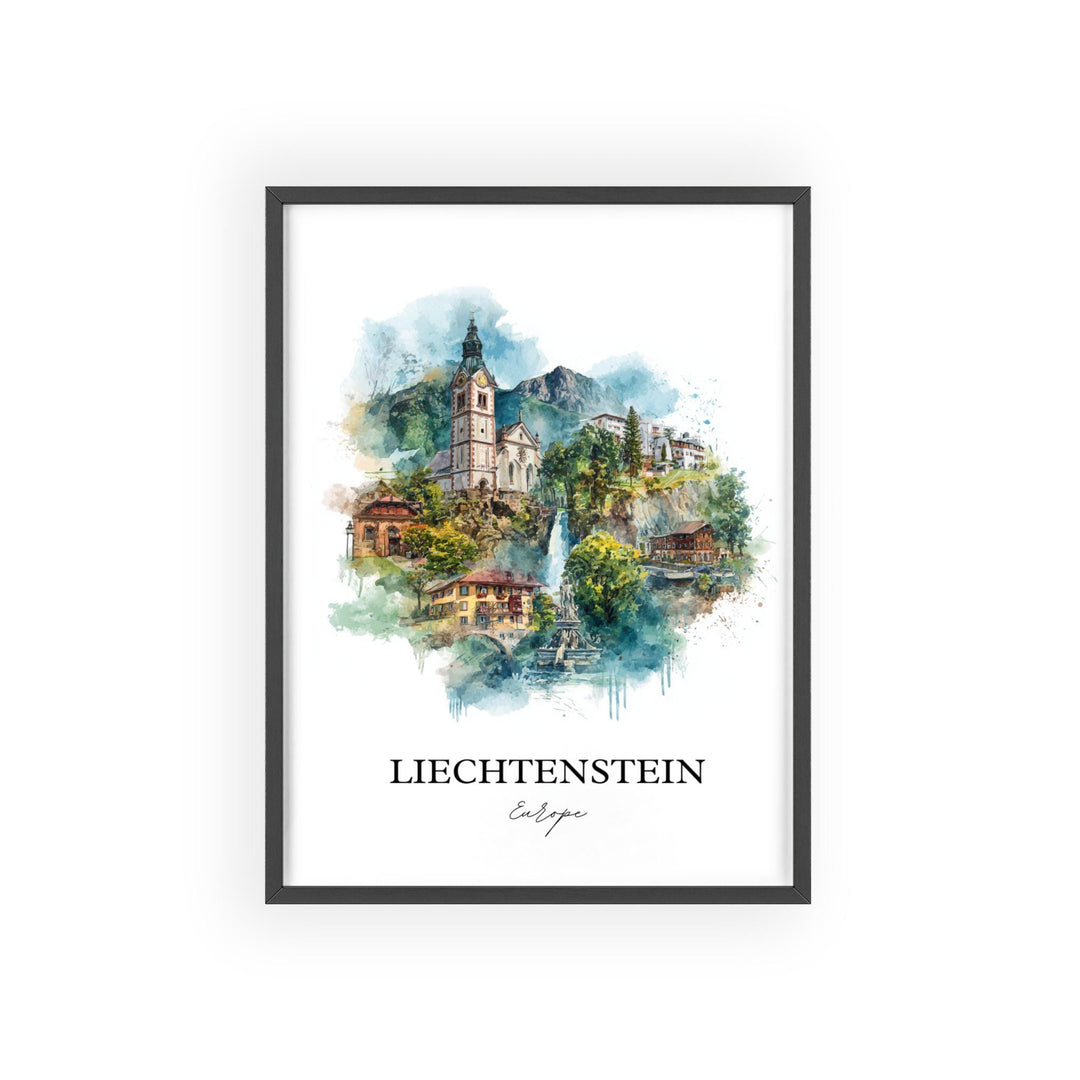 Liechtenstein Art, Liechtenstein Print, Liechtenstein Watercolor Art, Liechtenstein Gift, Travel Print, Travel Poster, Housewarming Gift