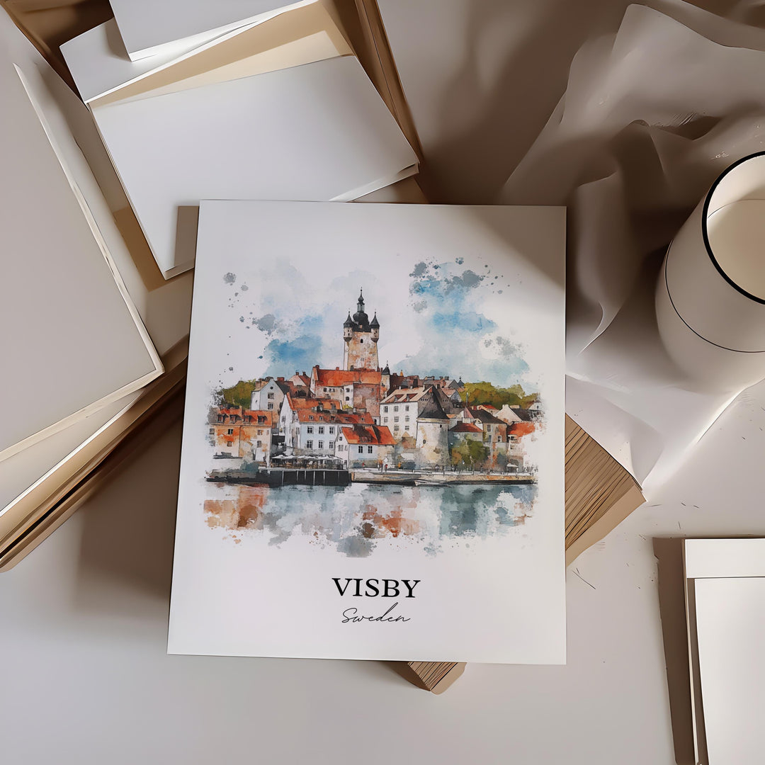Visby Travel Print Wall Art Visby Wall Hanging Home Décor Visby Gift Art Lovers Sweden Art Lover Gift Visby Poster