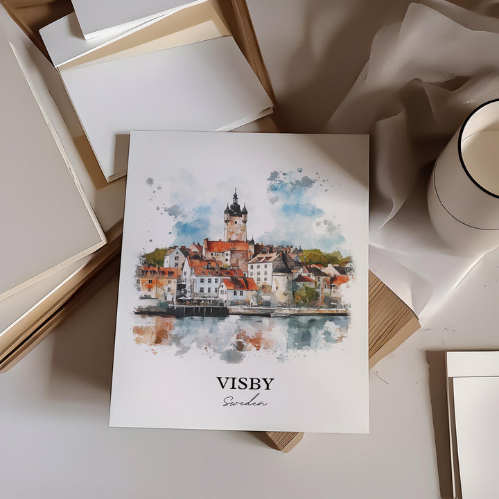 Visby Travel Print Wall Art Visby Wall Hanging Home Décor Visby Gift Art Lovers Sweden Art Lover Gift Visby Poster