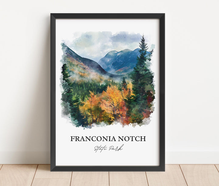 Franconia Notch State Park Art, Lincoln NH Print, New Hampshire Art, Franconia Notch Gift, Travel Print, Travel Poster, Housewarming Gift