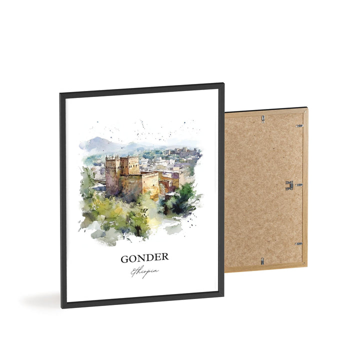 Gonder Ethiopia Wall Art, Amhara Region Print, Ethiopia Watercolor Art, Gondar Gift, Travel Print, Travel Poster, Housewarming Gift