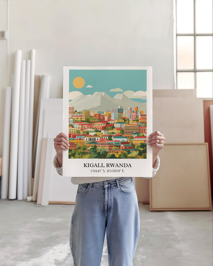 Kigali Rwanda Art, Kigali Retro Travel Art, Kigali Home Decor, Kigali Rwanda Gift, Rwanda Travel Art, Travel Prints, Housewarming Gift