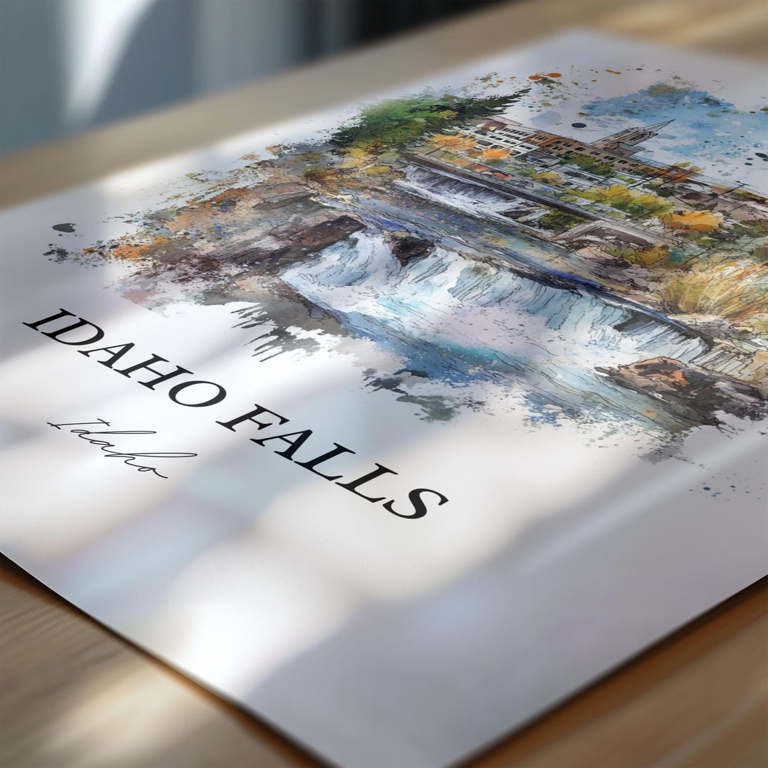 Idaho Falls Wall Art, Bonneville County Print, Idaho Watercolor Art, Idaho Falls Gift, Travel Print, Travel Poster, Housewarming Gift