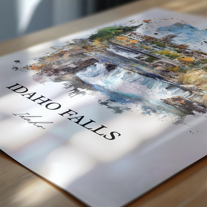 Idaho Falls Wall Art, Bonneville County Print, Idaho Watercolor Art, Idaho Falls Gift, Travel Print, Travel Poster, Housewarming Gift