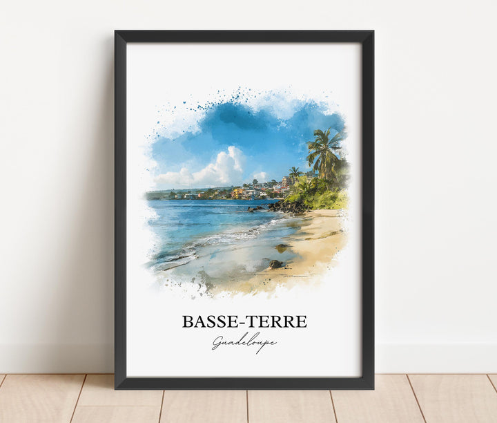 Basse-Terre Wall Art, Guadeloupe Print, Guadeloupe Watercolor Art, Caribbean Gift, Caribbean Travel Print, Travel Poster, Housewarming Gift