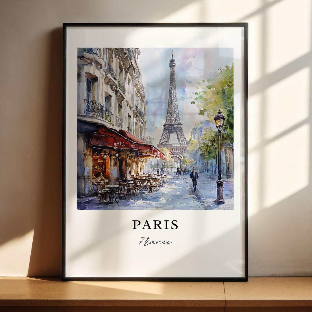 Streets of Paris Wall Art, Paris France Print, Paris Watercolor Art, Paris France Gift, Travel Print, Travel Poster, Housewarming Gift