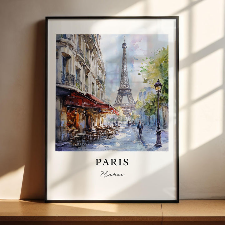 Streets of Paris Wall Art, Paris France Print, Paris Watercolor Art, Paris France Gift, Travel Print, Travel Poster, Housewarming Gift