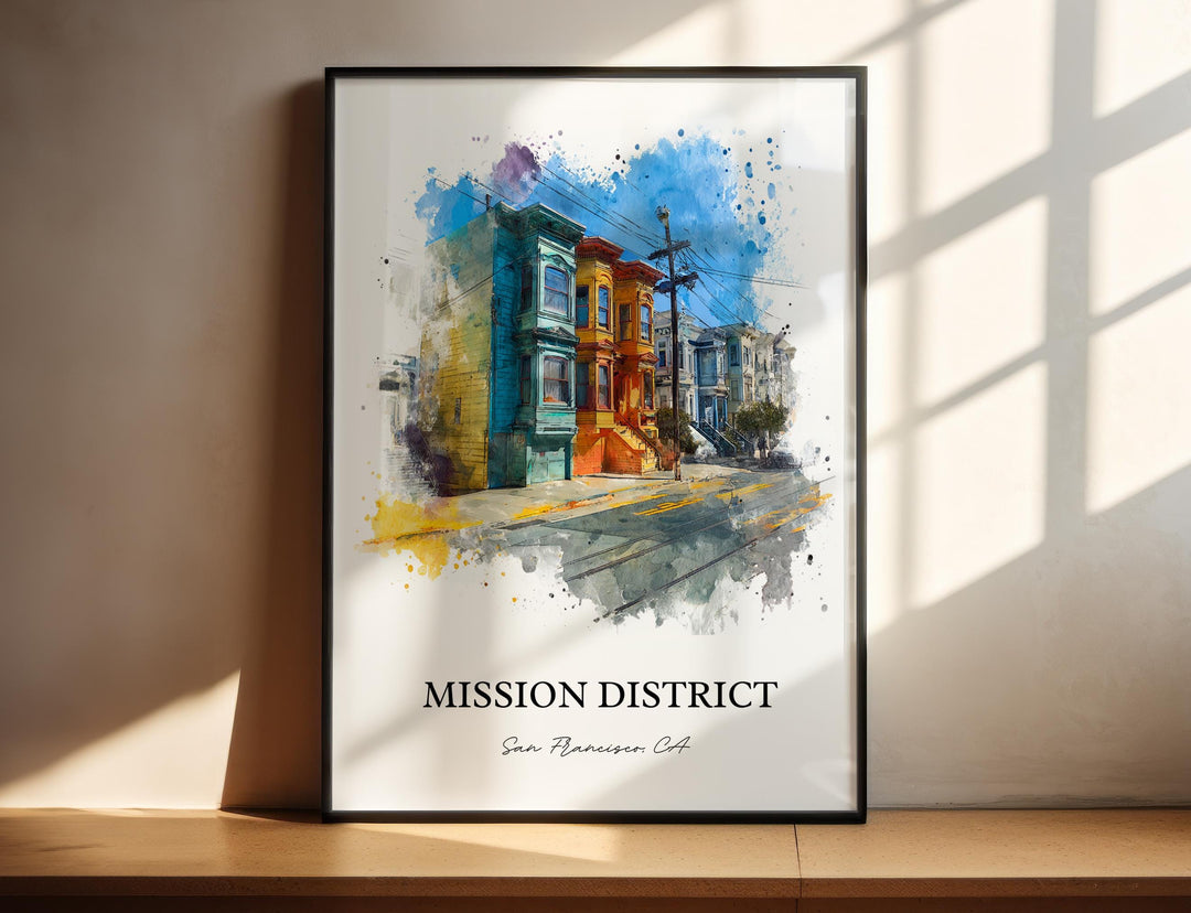 Mission District, California – Watercolor Art Print