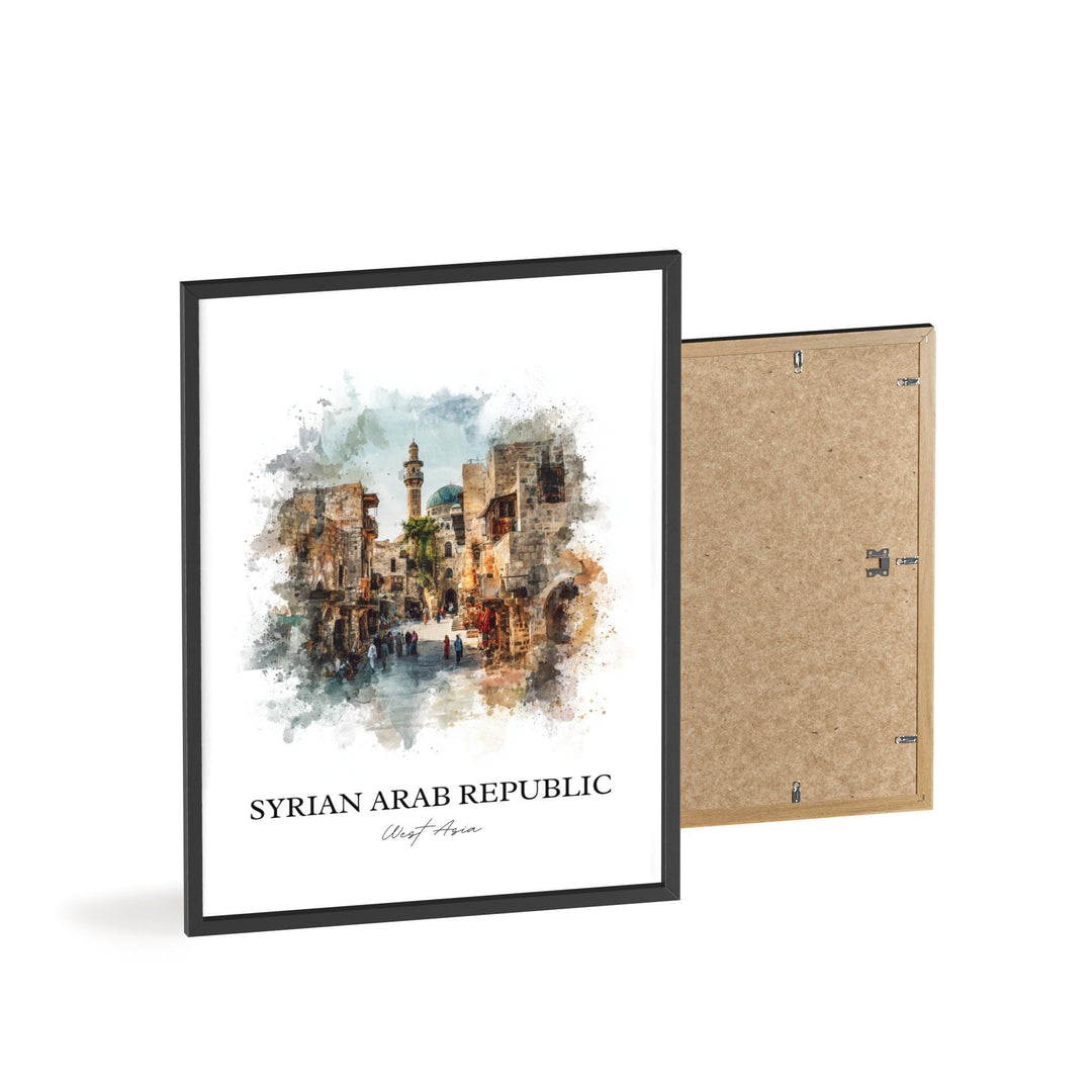 Syria Wall Art, Syria Print, Syria Watercolor Art, Syria Country Gift, Travel Print, Travel Poster, Housewarming Gift
