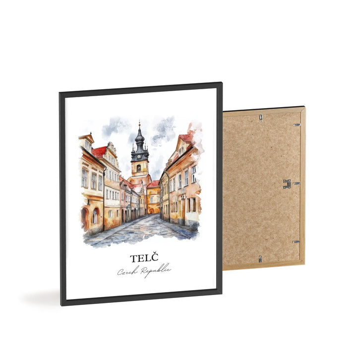 Telc Wall Art, Czech Republic Print, Telc Watercolor Art, Vysocina Region Gift, Travel Print, Travel Poster, Housewarming Gift