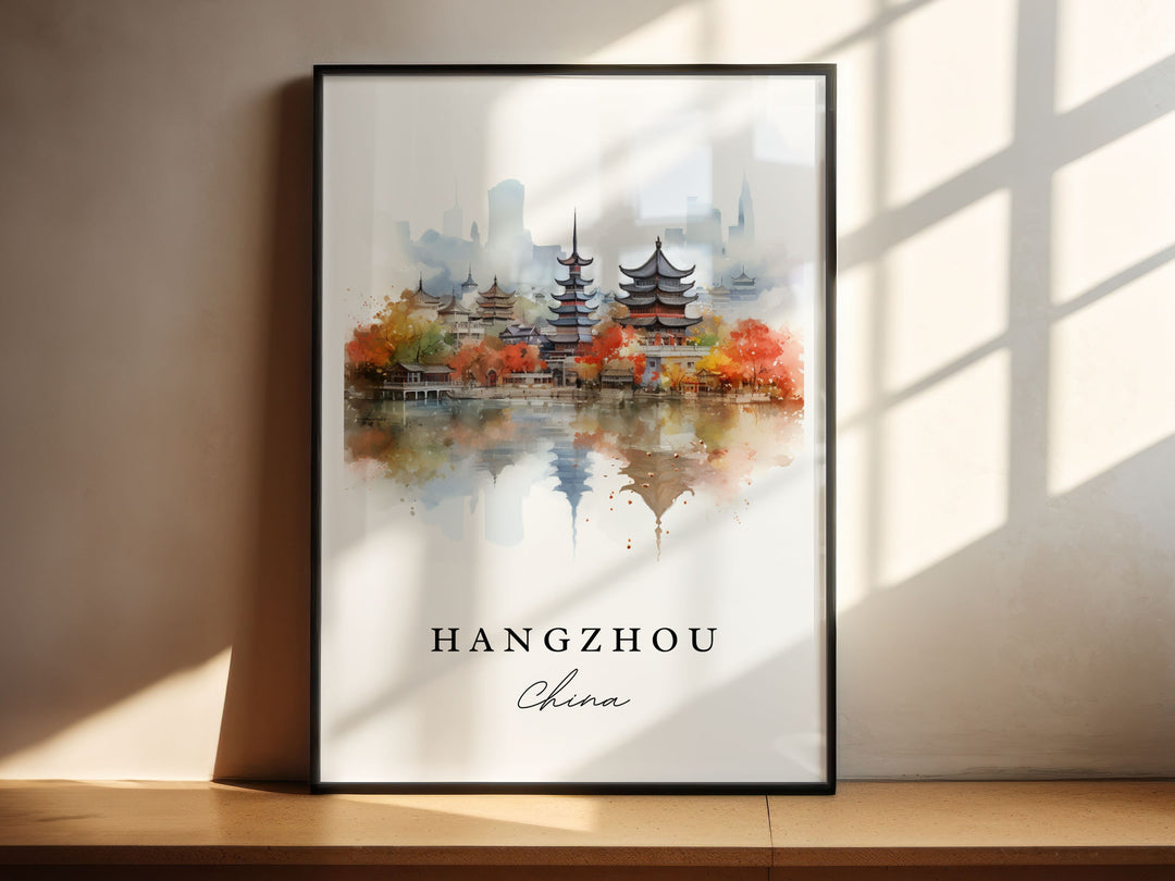 Hangzhou China wall art - China, Hangzhou poster, Hangzhou Wedding gift, Hangzhou Birthday present, Custom Text, Personalized Gift