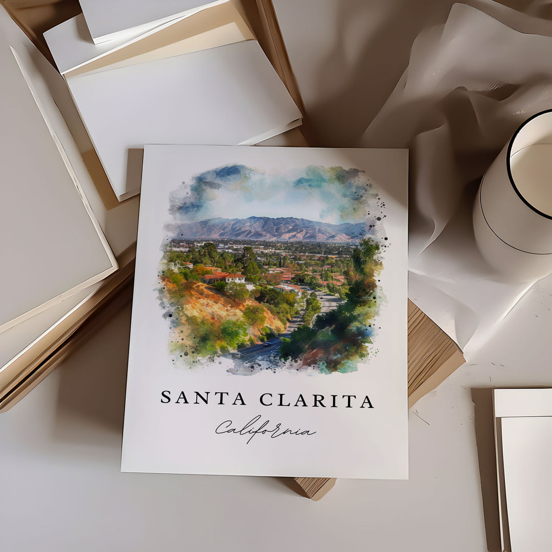 Santa Clarita wall art - California, Santa Clarita print, Santa Clarita CA Wedding gift, Birthday present, Custom Text, Perfect Gift